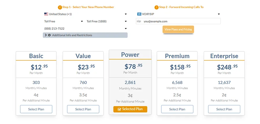select a call forwarding plan