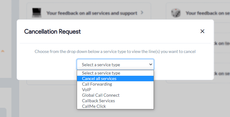 select cancel type