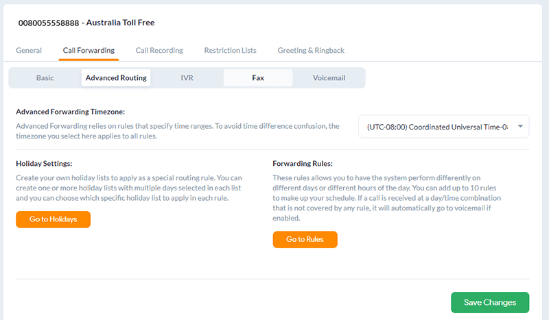 An image that shows how to set up business hours for call forwarding.