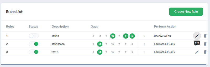 This image shows an example of rules for after-hours call routing and scheduling.