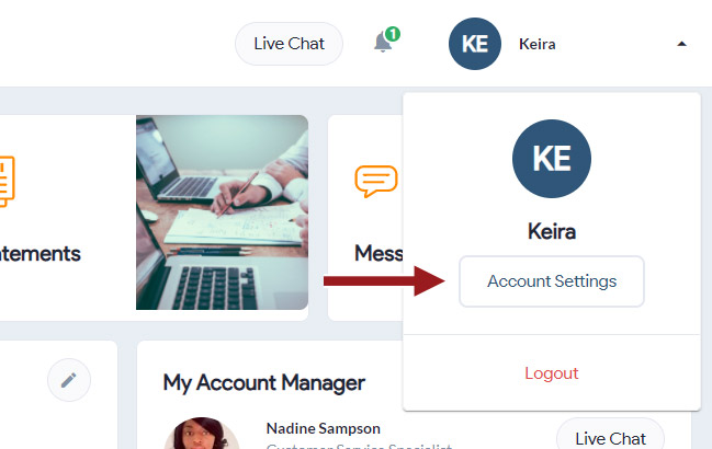 account settings button