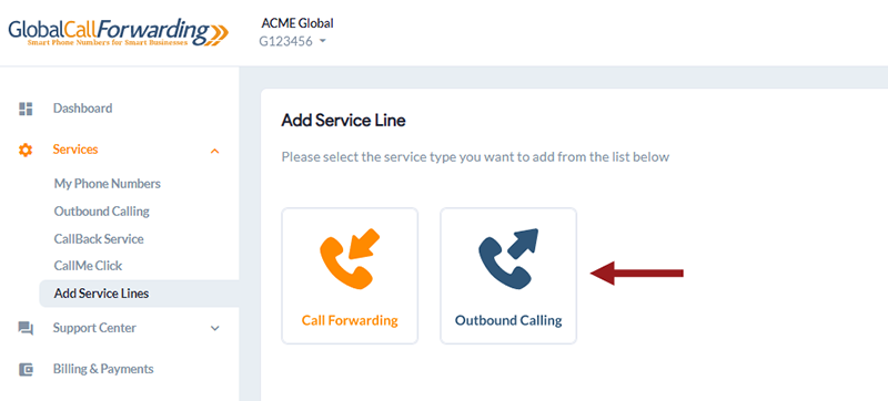 add outbound service line