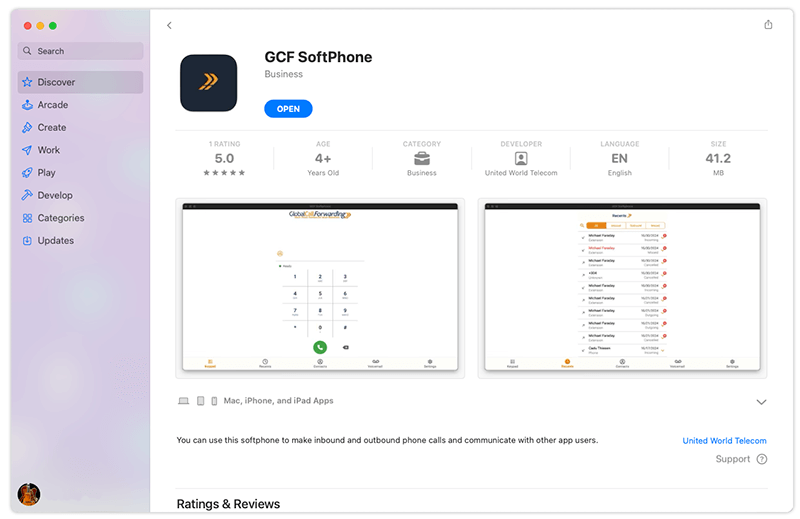 Apple store GCF softphone