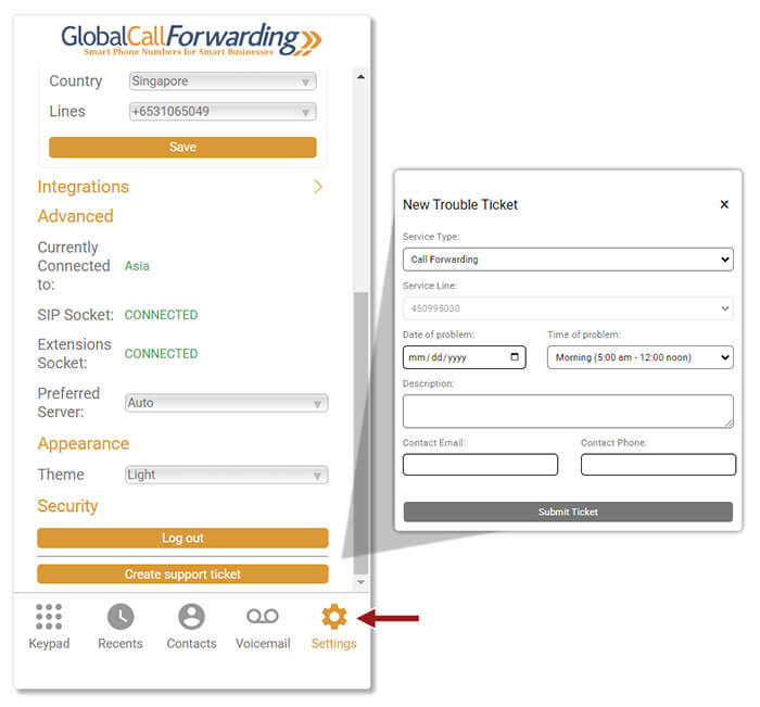 softphone support ticket