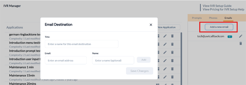 email destination