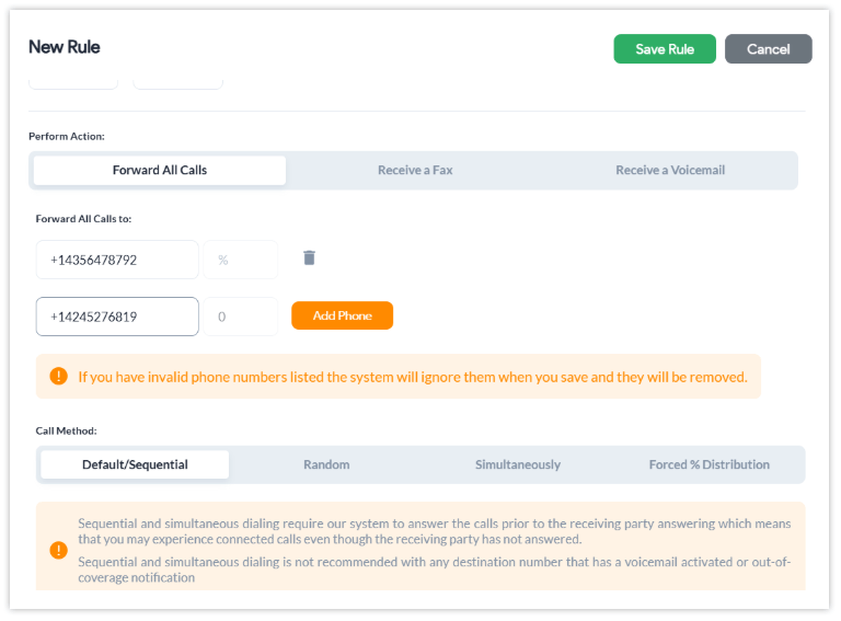 forward calls, sequential option