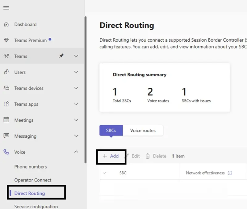 direct routing add