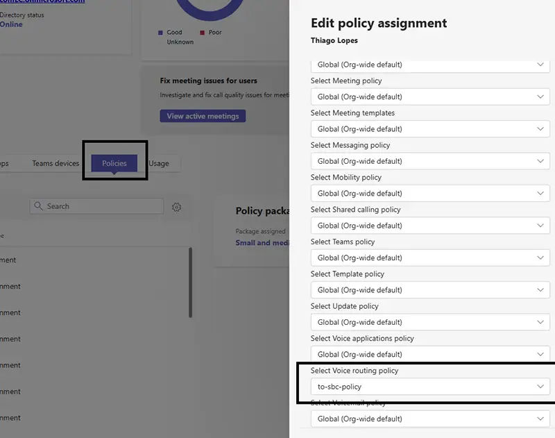 edit policy assignment