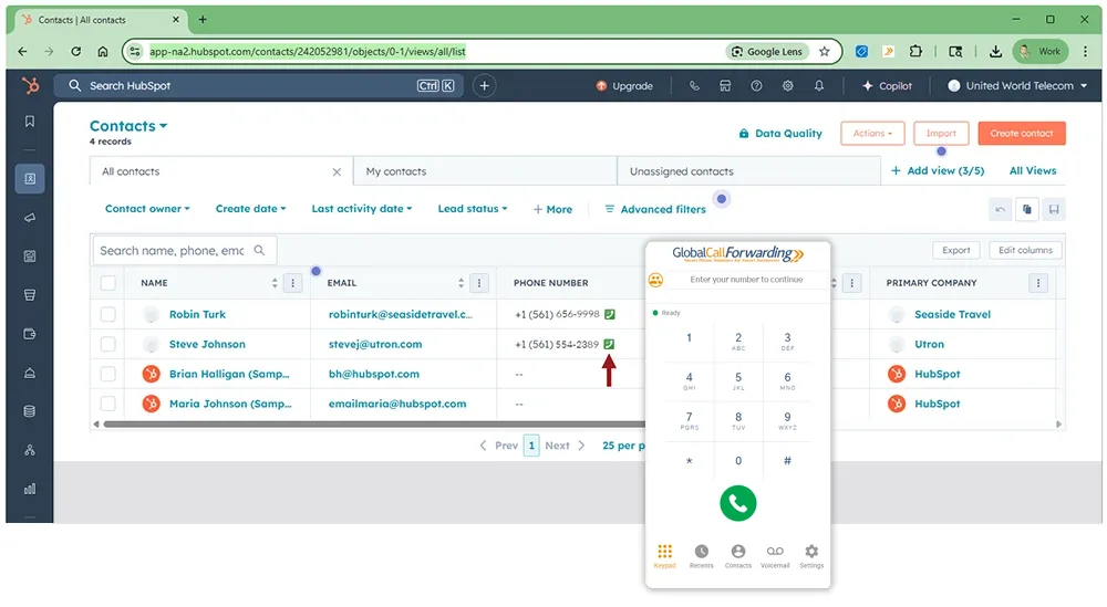 hubspot and socftphone