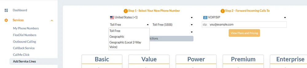 select call forwarding number
