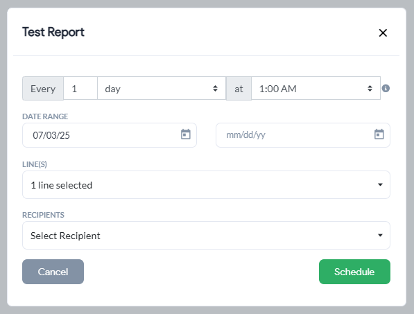 test schedule popup