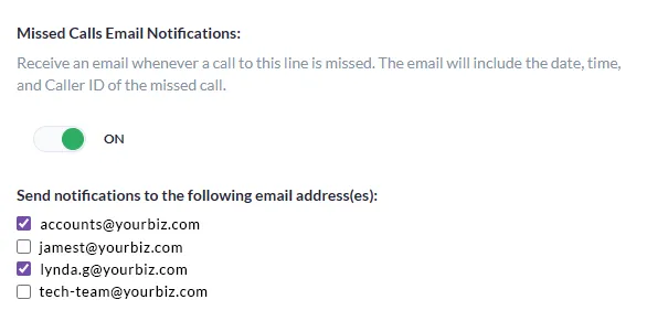add emails missed calls