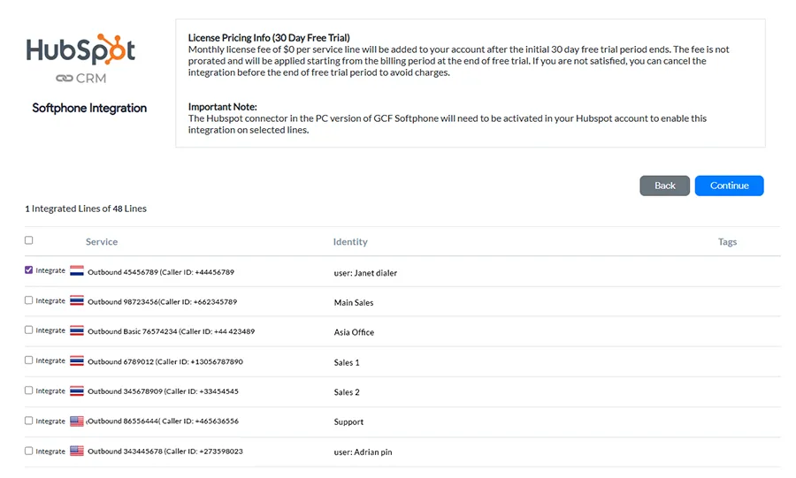 integrations edit lines