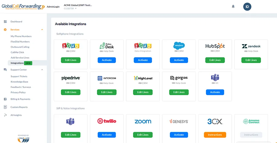 integrations page
