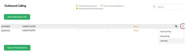 outbound settings dots