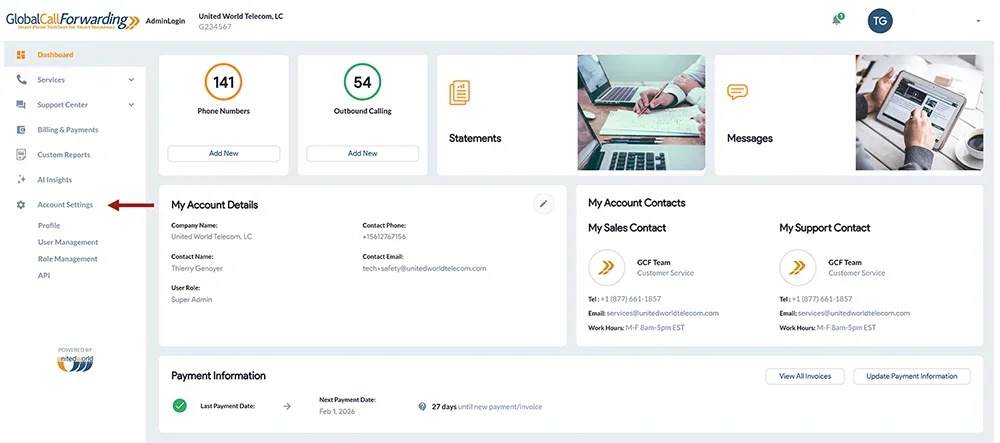 dashboard account nav