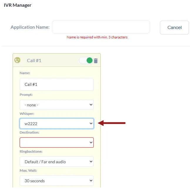 select whisper from dropdown